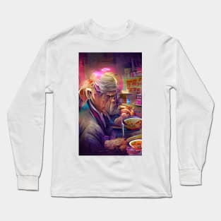 An old man and his instant ramen | Ramen Near Me Long Sleeve T-Shirt